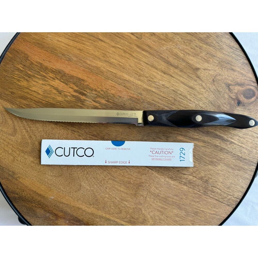 Cutco 1729 KM Serrated Carving Knife Dark Brown Handle Olean, NY USA
